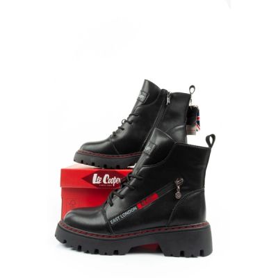 10. Lee Cooper buty botki trapery damskie sztyblety skórzane ocieplane czarne czerwone