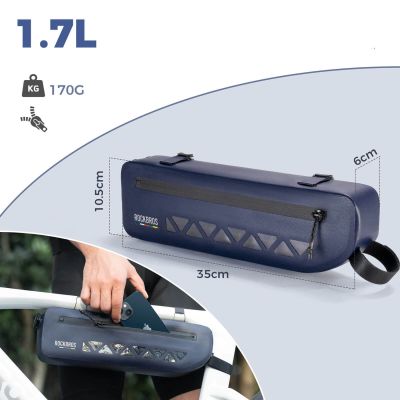 5. Torba rowerowa Rockbros AS-140 ROAD TO SKY wodoodporna pod ramę 1,7 l - niebieska