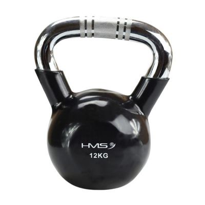 15. Kettlebell żeliwny uchwyt chrom radełkowany HMS KTC12 BLACK 