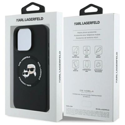 8. Etui Karl Lagerfeld Silicone Karl&Choupette Heads MagSafe na iPhone 16 Pro Max 6.9" - czarne
