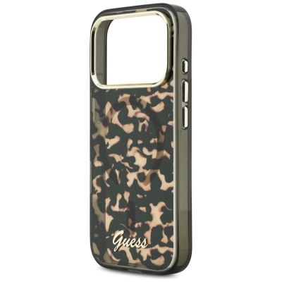 6. Etui Guess IML Script Metal MagSafe na iPhone 17 Pro - czarno-brązowe