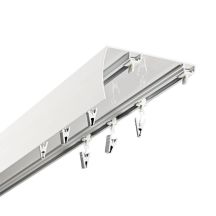 SZYNA SUFITOWA Z OSŁONĄ SZREOKI ROZSTAW MIĘDZY TORAMI 102 MM ŚLIZGI Z ŻABKAMI 200 CM ALUMINIOWA BIAŁA PODWÓJNA KOWALSKI