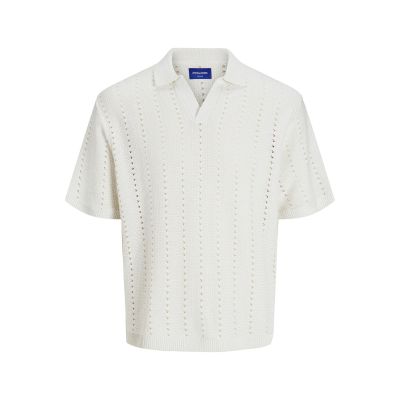 Jack&Jones koszulka męska JORPAROS KNIT ESTER SS CROCHET POLO 12272562 SEA SALT