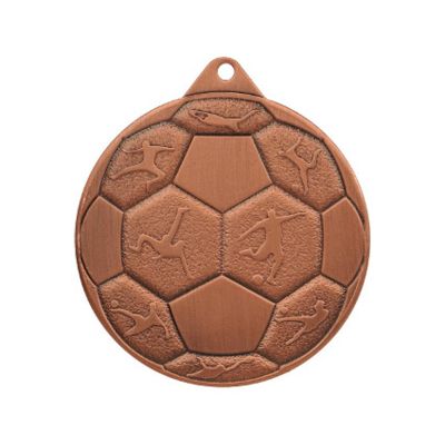 6. MEDAL STALOWY PIŁKA NOZNA FI 50 MMC8850/B - BRĄZOWY