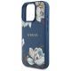 6. Etui Guess Grained Printed Flower Pattern MagSafe do iPhone 16 Pro niebieski