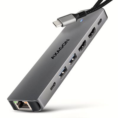 9. Hub USB Axagon HMC-7HX2 USB 3.2 Gen 1 (3.1 Gen 1) Type-C Szary