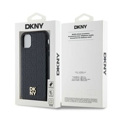 8. Etui DKNY Leather Monogram Pattern Metal Logo MagSafe na iPhone 11 / Xr - czarne