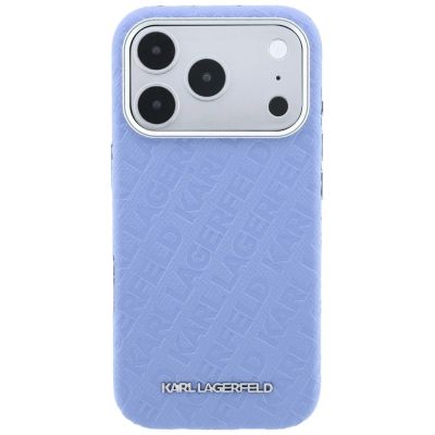 3. Etui Karl Lagerfeld Grained Allover Logo Metal Elongated MagSafe na iPhone 17 Pro / 18 Pro - niebieskie