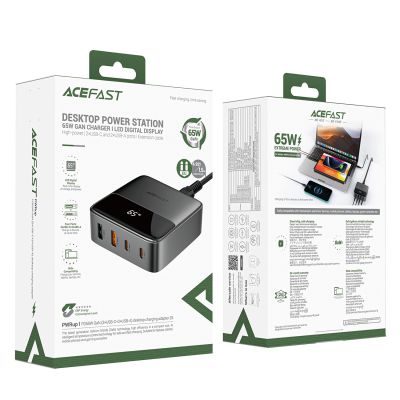 5. Ładowarka Acefast Z6 sieciowa GaN biurkowa 2x USB-A / 2x USB-C PD 65W - czarna