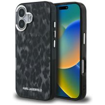 Etui Karl Lagerfeld IML Leopard Pattern MagSafe na iPhone 16 - czarne