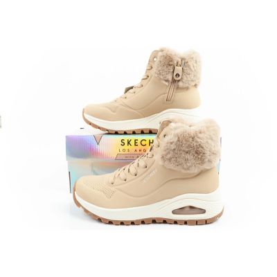 19. Skechers Uno Rugged buty sportowe damskie botki ocieplane zimowe brązowe