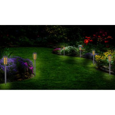 8. POCHODNIA LAMPA SOLARNA TAŃCZĄCE PŁOMYKI 12 LED SMD 7,5x7,5x46,5CM KPL 5SZT