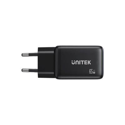 2. UNITEK ŁADOWARKA SIECIOWA GAN 2X USB-C USB-A ,PD 3.0, 65W, CZARNA