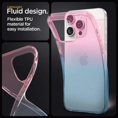 12. Etui Spigen Liquid Crystal na iPhone 15 Pro - różowo-niebieskie
