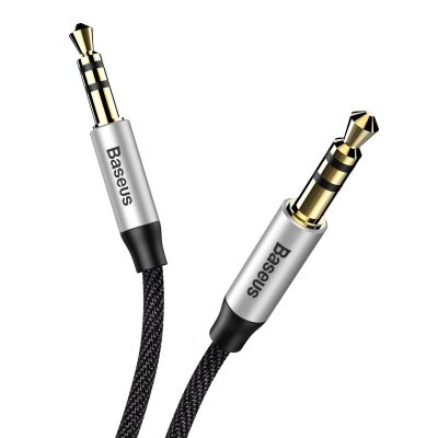 8. Baseus Yiven M30 kabel audio stereo AUX 3,5 mm męski mini jack 1m srebrno-czarny (CAM30-BS1)