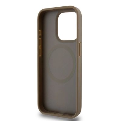 7. Etui DKNY Leather Pattern Metal Logo MagSafe na iPhone 14 Pro Max - brązowe