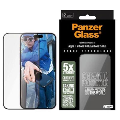 Szkło hartowane PanzerGlass Ceramic Screen Protector Ultra-Wide Fit na iPhone 16 Plus