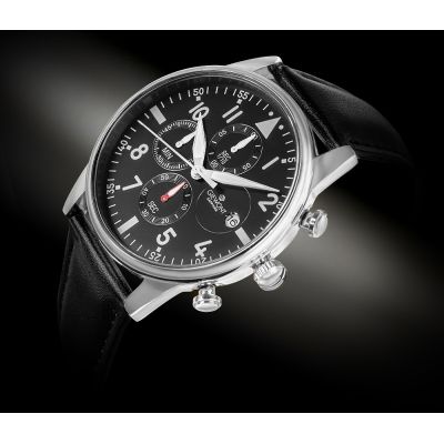 2. Zegarek Męski Giewont Chronograph Sapphire Czarno Srebrny GW5630-A2