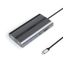 Stacja dokująca USB-C Orico XDR 12w1 USB-A USB-C 2x HDMI 4K 60Hz DisplayPort 4K 60Hz RJ45 Gigabit PD 100W czytnik kart SD i microSD - szara