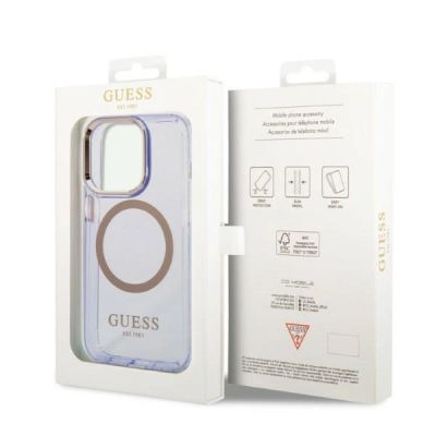 8. Etui Guess Gold Outline Translucent MagSafe na iPhone 14 Pro - purpurowe