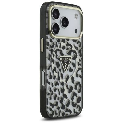 4. Etui Guess Leopard Glitter MagSafe na iPhone 17 Pro - czarne