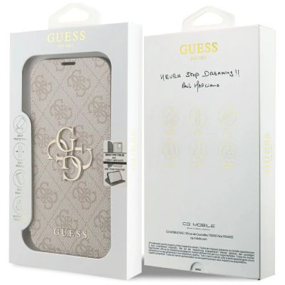 7. Etui Guess Book 4G Metal Logo na iPhone 18 Pro / 17 Pro - różowe