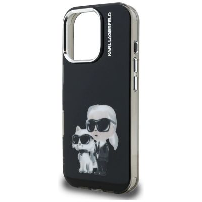 6. Etui Karl Lagerfeld IML Aquarelle Karl & Choupette & Logo na iPhone 16 Pro czarne