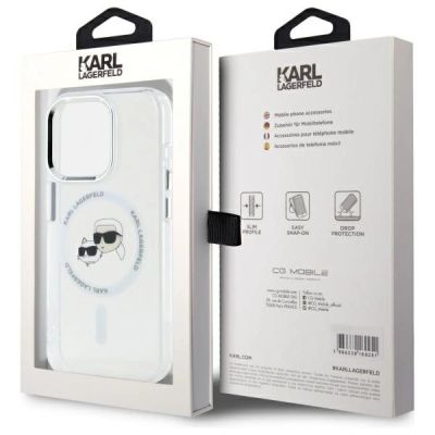 8. Etui Karl Lagerfeld IML Metal Karl&Choupette Head MagSafe na iPhone 15 Pro Max - białe