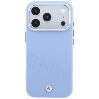 3. Etui BMW Sign Inclined Deboss Letters MagSafe na iPhone 17 Pro / 18 Pro - niebieskie