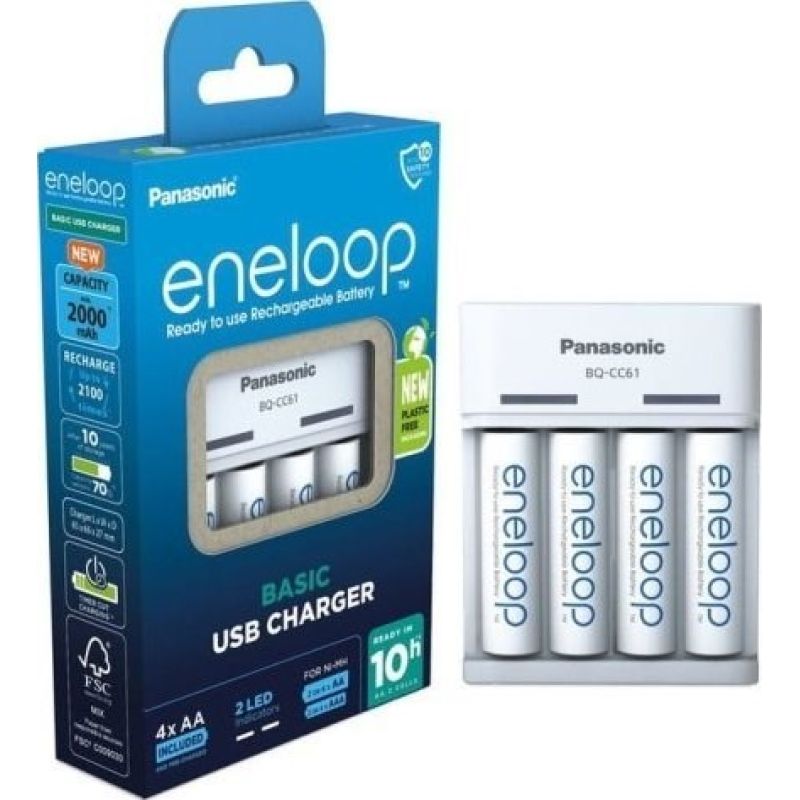 ŁADOWARKA PANASONIC BASIC USB + 4x AA ENELOOP 2000 mAh
