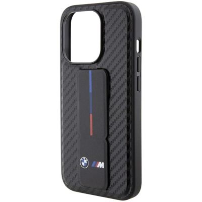 7. Etui BMW Grip Stand Smooth & Carbon na iPhone 15 Pro - czarne