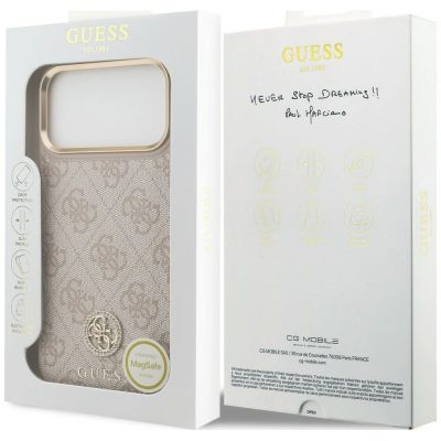 8. Etui Guess 4G Strass Logo MagSafe na iPhone 18 Pro Max / 17 Pro Max - różowe