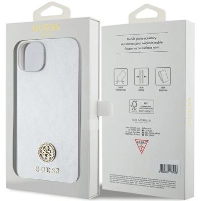 8. Etui Guess Strass Metal Logo do iPhone 15 Plus - srebrne