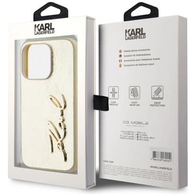8. Etui Karl Lagerfeld Wrinkled Metal Signature na iPhone 15 Pro Max - złote