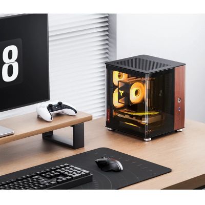 2. Obudowa PC Jonsbo TK-0, Mini-Tower, Mini-ITX, Tempered Glass, Holz - schwarz