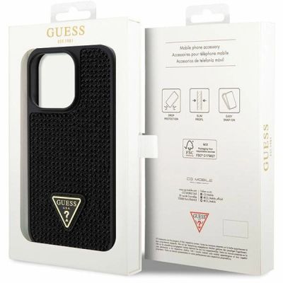8. Etui Guess Rhinestone Triangle na iPhone 14 Pro - czarne