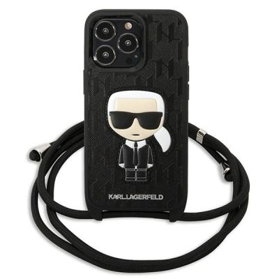 2. Etui Karl Lagerfeld Leather Monogram Patch and Cord Iconik na iPhone 13 Pro / 13 - czarne