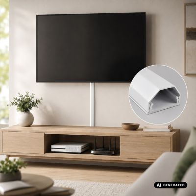 MACLEAN ALUMINIOWA LISTWA MASKUJĄCA DO KABLI, 33X18X750MM, BIAŁA MCTV-897 W