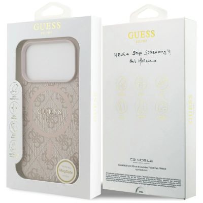 8. Etui Guess 4G Ring Classic Logo MagSafe na iPhone 17 Pro - różowe