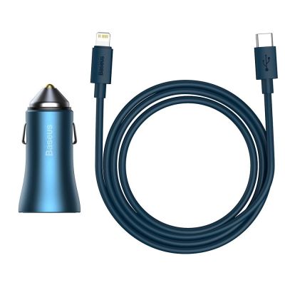 12. Baseus Golden Contactor Pro szybka ładowarka samochodowa USB Typ C / USB 40 W Power Delivery 3.0 Quick Charge 4+ SCP FCP AFC + kabel USB Typ C - Lightning niebieski (TZCCJD-03)