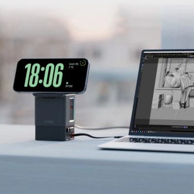 9. Stacja ładująca SBS Power Dock 6w1 z MagSafe, podstawką i kablami USB-C 65W – czarna