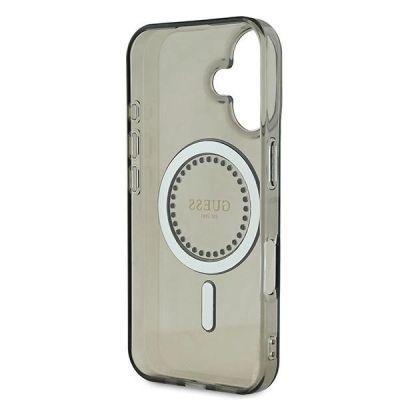 7. Etui Guess IML Rhinestones MagSafe na iPhone 16 - czarne