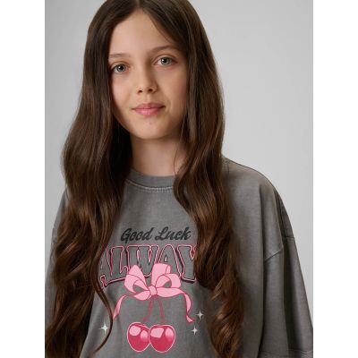 3. T-shirt boxy z nadrukiem dziewczęcy 4F 4FJRAW26TTSHF4239-22S