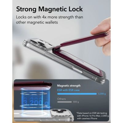 3. Portfel magnetyczny ESR Classic RFID Magnetic MagSafe - dark cherry