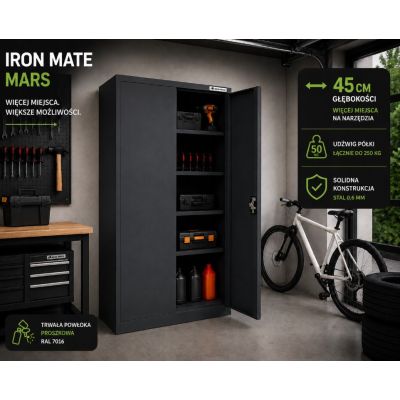 6. Iron Mate Szafa metalowa garażowa MARS 185 x 90 x 45 Antracyt RAL7016