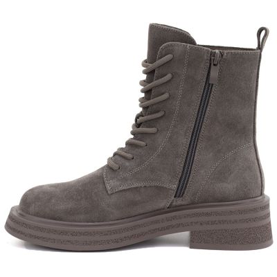 3. Skórzane botki damskie workery zamsz khaki Sergio Leone TR-02