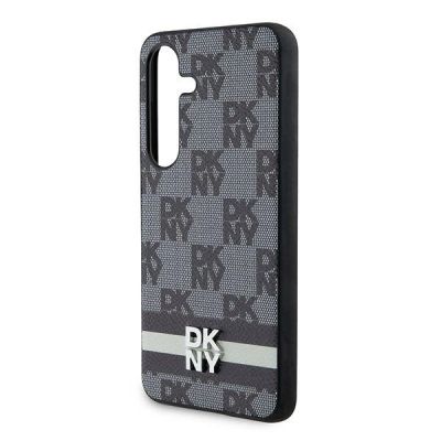 6. Etui DKNY Leather Checkered Mono Pattern & Printed Stripes na Samsung Galaxy S24 - czarne