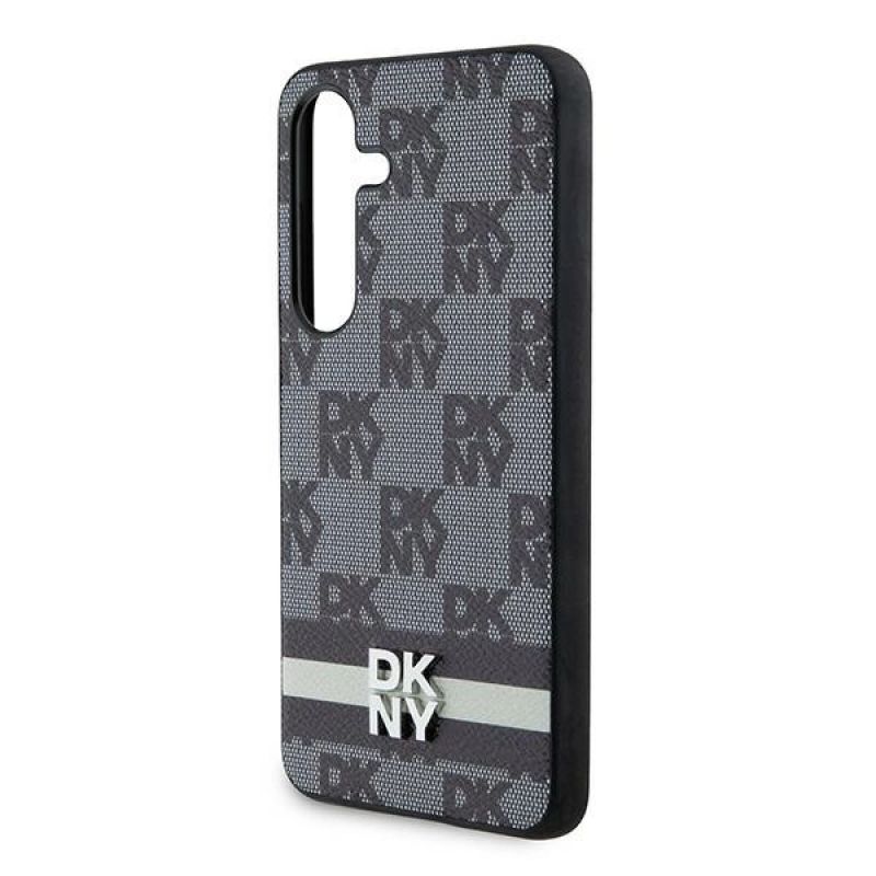 6. Etui DKNY Leather Checkered Mono Pattern & Printed Stripes na Samsung Galaxy S24 - czarne