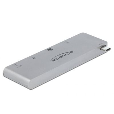 DELOCK 3 Port Hub und 2 Slot Card Reader fur MacBook mit PD 3.0 und einschiebbarem USB Type-C Anschluss
