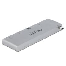 DELOCK 3 Port Hub und 2 Slot Card Reader fur MacBook mit PD 3.0 und einschiebbarem USB Type-C Anschluss